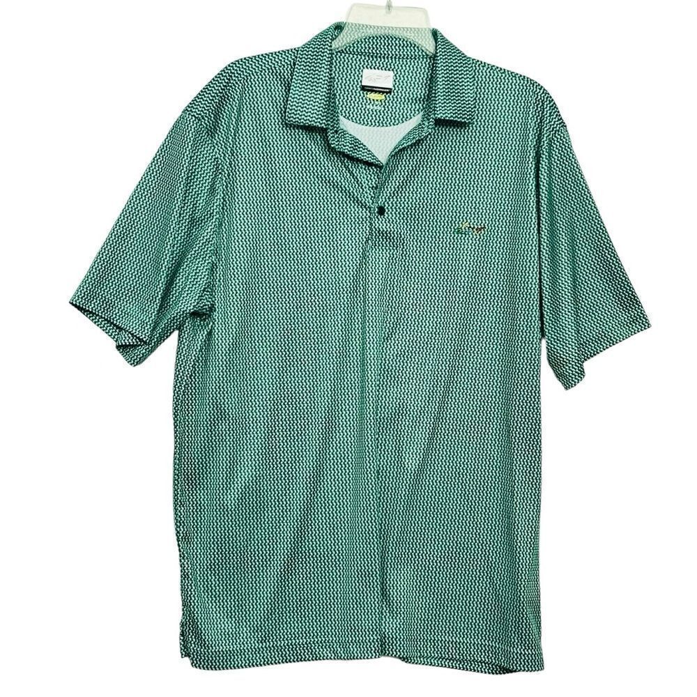 Greg Norman Collection Men's Golf Polo Green Blue Print Shirt Sz L NWOT